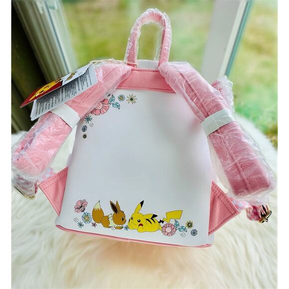 *NEW EXCLUSIVE* Loungefly Pokemon Pikachu and Eevee Floral Mini Backpack - Picture 5 of 7